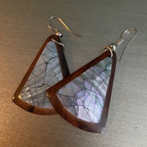 Handmade wooden and mother of pearl earrings